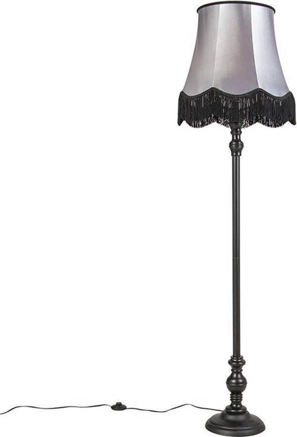 QAZQA classico Klassieke Vloerlamp Staande Lamp met kap 1 lichts H 1660 mm Grijs Woonkamer Slaapkamer Keuken