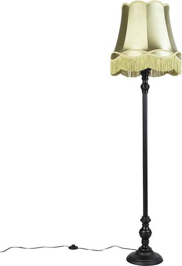 QAZQA classico Klassieke Vloerlamp Staande Lamp met kap 1 lichts H 1660 mm Groen Woonkamer Slaapkamer Keuken