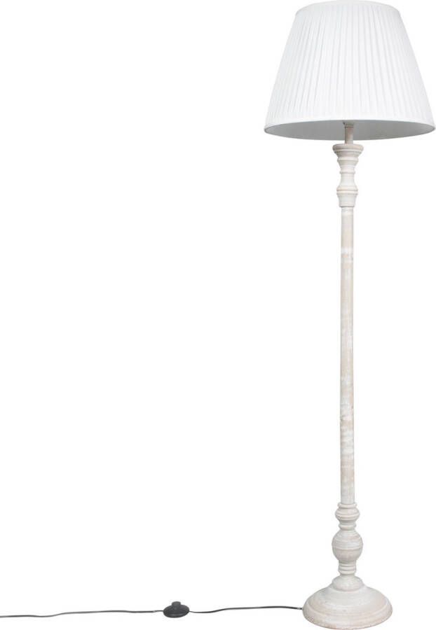 QAZQA Classico Retro Vloerlamp Staande Lamp met kap 1 lichts H 1600 mm Crème Woonkamer Slaapkamer Keuken