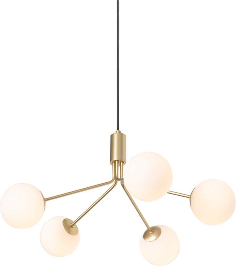 QAZQA coby Art Deco Hanglamp eettafel 5 lichts Ø 55 cm Goud messing Woonkamer Slaapkamer Keuken