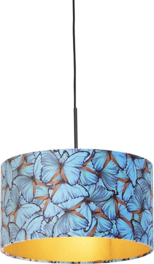 QAZQA combi Klassieke Hanglamp met kap 1 lichts Ø 350 mm Multicolor Woonkamer Slaapkamer Keuken