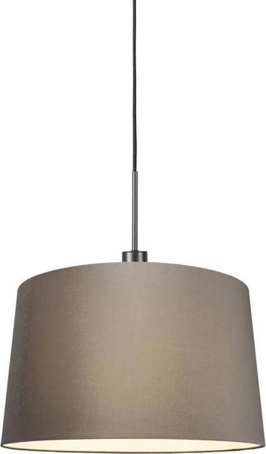 QAZQA Combi Moderne Hanglamp met kap 1 lichts Ø 450 mm Taupe Woonkamer Slaapkamer Keuken