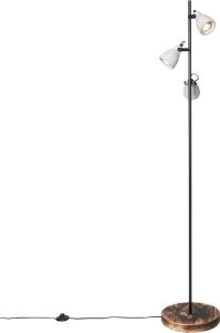 QAZQA creto Industriele Vloerlamp Staande Lamp 3 lichts H 160 cm Bruin Industrieel Woonkamer Slaapkamer Keuken