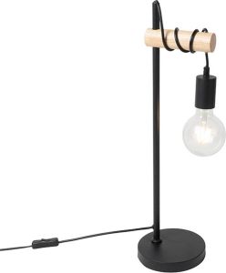 QAZQA dami Landelijke Tafellamp 1 lichts H 58.5 cm Zwart Woonkamer Slaapkamer Keuken