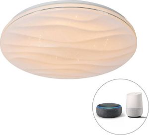 QAZQA damla Moderne LED Dimbare Plafondlamp met Dimmer 1 lichts Ø 48 cm Wit Woonkamer | Slaapkamer