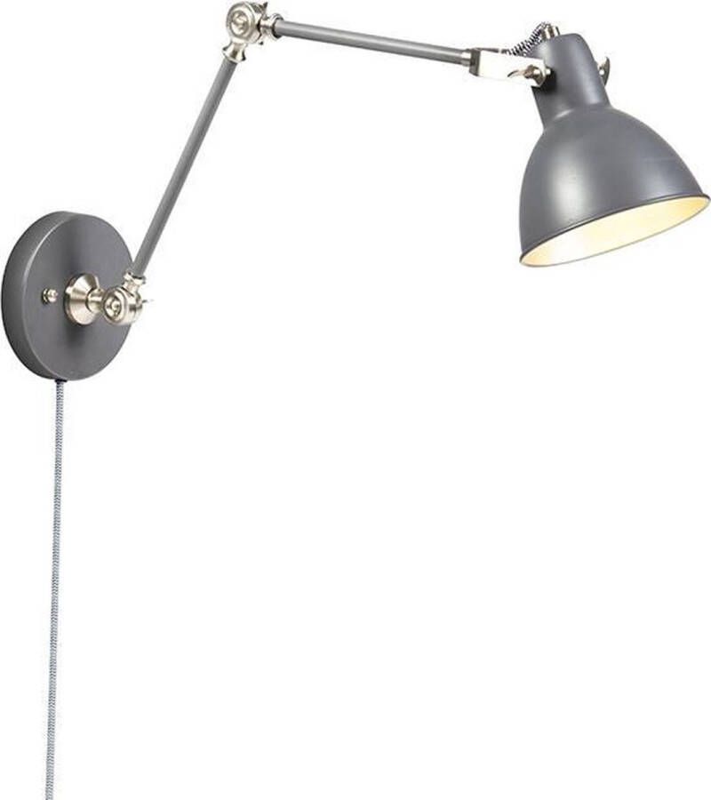 QAZQA Dazzle Wandlamp met flexarm 1 Lichts 80 cm grijs