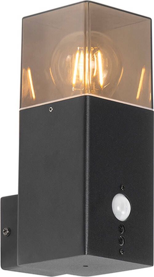 QAZQA denmark Moderne Wandlamp met Bewegingsmelder Bewegingssensor sensor voor buiten 1 lichts L 11.9 cm Zwart Buitenverlichting