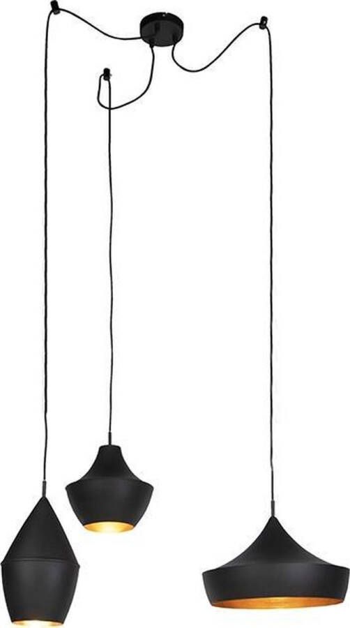 QAZQA depeche Hanglamp eettafel 3 lichts Ø 110 cm Zwart