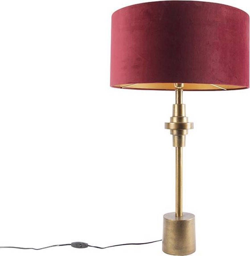 QAZQA diverso Art Deco Tafellamp met kap 1 lichts H 850 mm Rood Woonkamer Slaapkamer