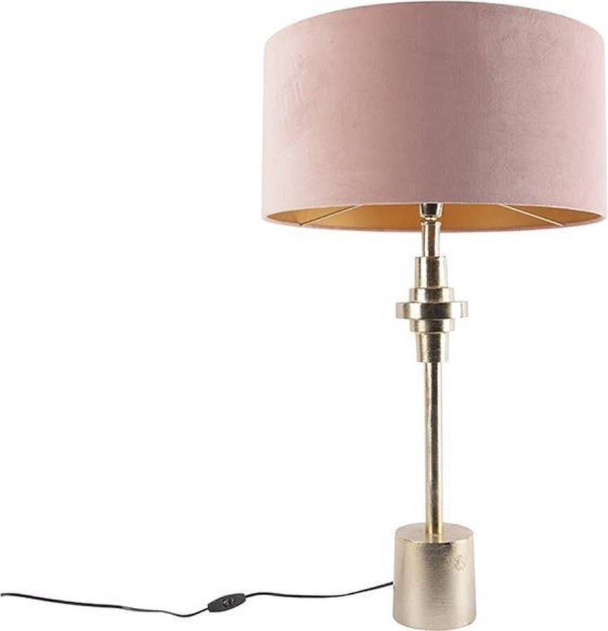 QAZQA diverso Art Deco Tafellamp met kap 1 lichts H 850 mm Roze Woonkamer Slaapkamer