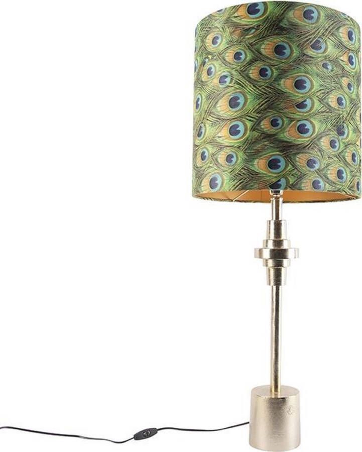 QAZQA diverso Art Deco Tafellamp met kap 1 lichts H 995 mm Pauw veren print Woonkamer Slaapkamer
