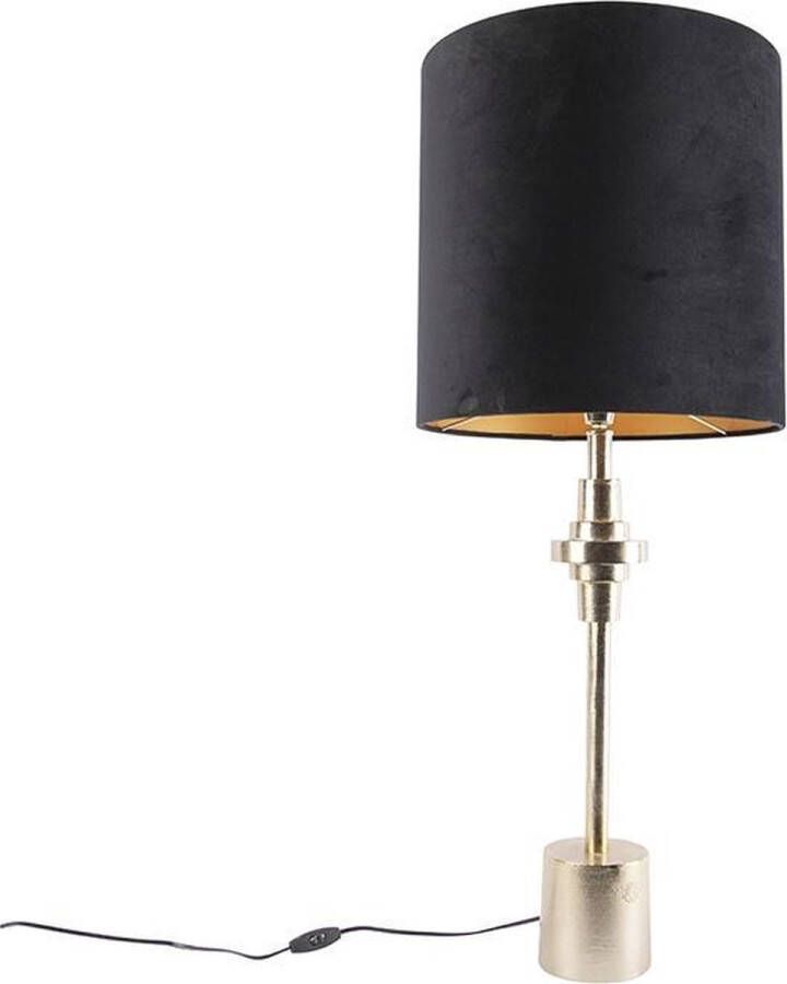 QAZQA diverso Art Deco Tafellamp met kap 1 lichts H 995 mm Zwart Woonkamer Slaapkamer
