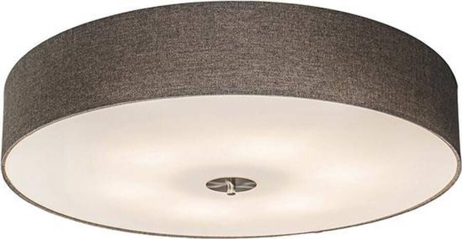 QAZQA Drum 70 Plafondlamp met lampenkap 6 Lichts Ø70 cm taupe