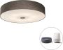 QAZQA drum jute Moderne Dimbare LED Smart Plafondlamp met kap incl. wifi met Dimmer 6 lichts Ø 70 cm Taupe Woonkamer Slaapkamer Keuken - Thumbnail 1