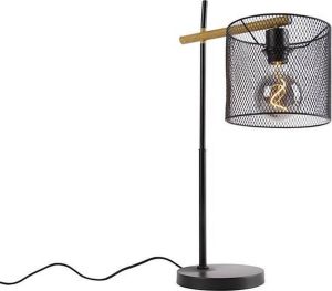 QAZQA drum-mesh Industriele Tafellamp met kap 1 lichts H 60 cm Zwart Industrieel Woonkamer Slaapkamer Keuken