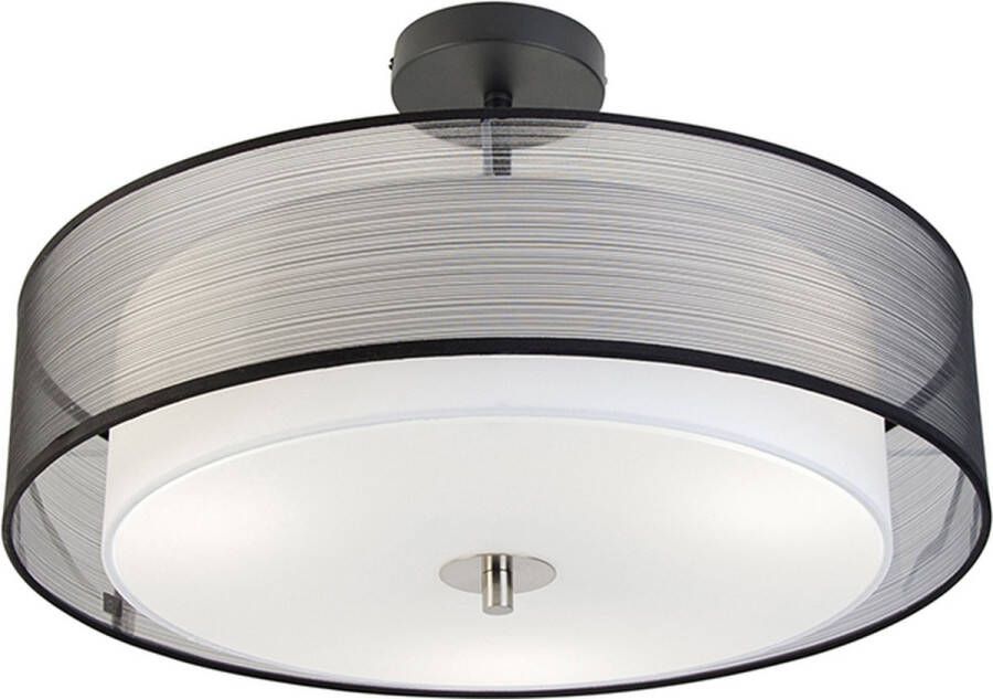 QAZQA drum-neutron Moderne Dimbare LED Smart Plafondlamp incl. wifi met Dimmer 3 lichts Ø 50 cm Zwart Woonkamer Slaapkamer Keuken