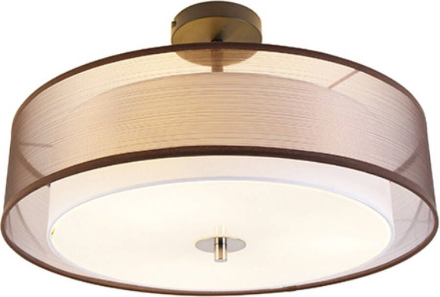 QAZQA drum-neutron Moderne Plafondlamp 3 lichts Ø 500 mm Bruin Woonkamer Slaapkamer Keuken