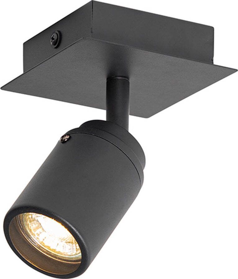 QAZQA ducha Moderne Dimbare LED Plafondlamp en wandlamp met Dimmer voor badkamer 1 lichts L 10 cm Zwart