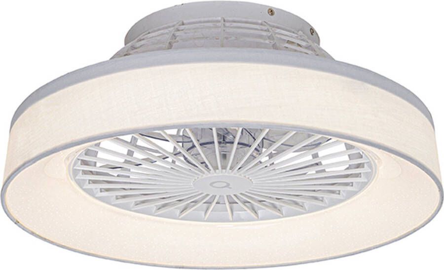 QAZQA emily Moderne LED Plafondventilator met lamp 1 lichts Ø 47 cm Wit Woonkamer | Slaapkamer | Keuken