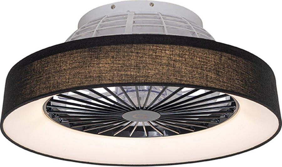 QAZQA emily Moderne LED Plafondventilator met lamp 1 lichts Ø 47 cm Zwart Woonkamer | Slaapkamer | Keuken