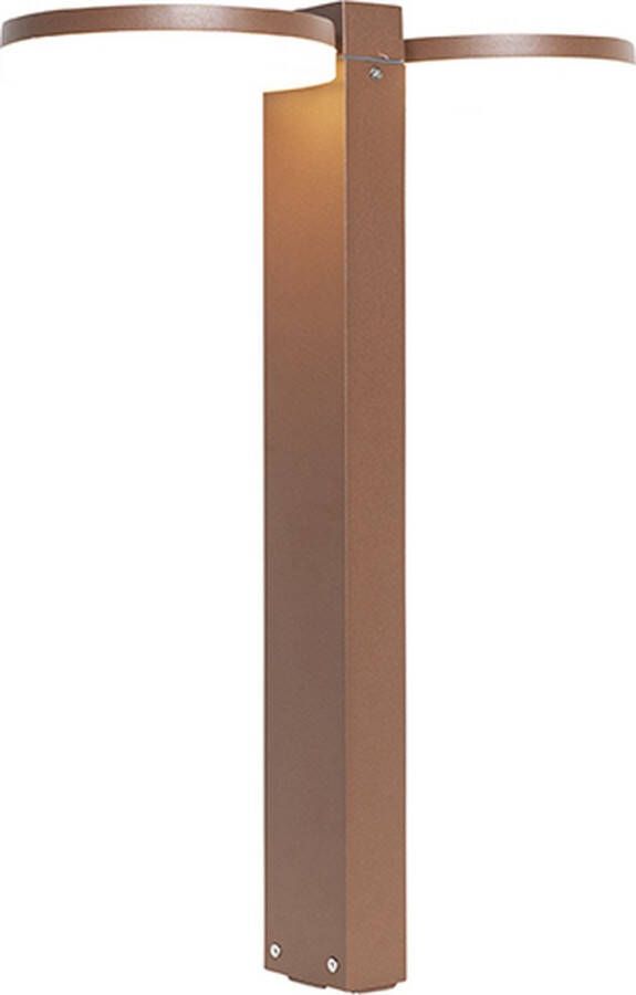 QAZQA esmee Moderne LED Staande Buitenlamp | Staande Lamp voor buiten 2 lichts H 50 cm Roestbruin Buitenverlichting