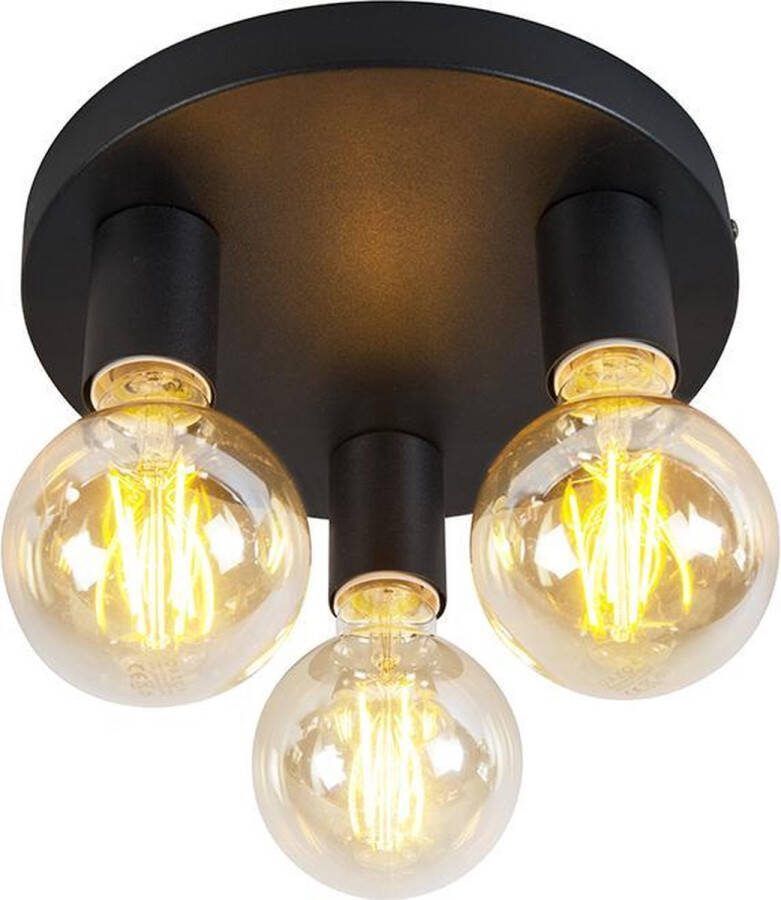 QAZQA facil Klassieke LED Smart Plafondlamp incl. wifi 3 lichts Ø 34.5 cm Zwart Woonkamer Slaapkamer Keuken