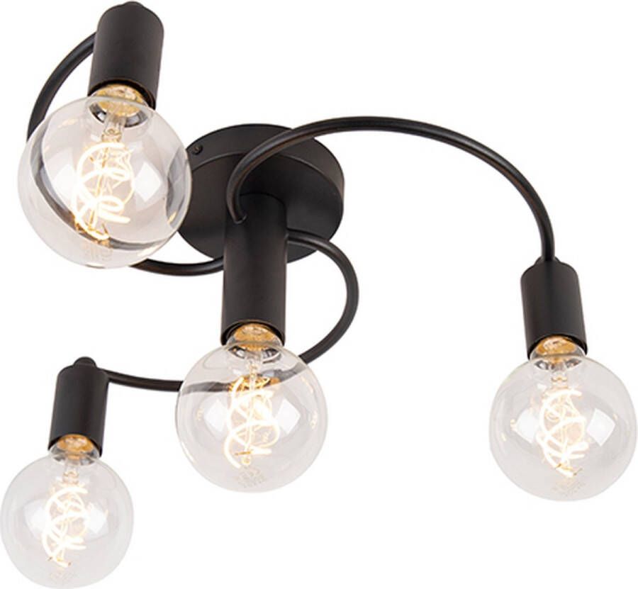 QAZQA facil Moderne LED Smart Plafondlamp incl. wifi 4 lichts Ø 54.5 cm Zwart Woonkamer | Slaapkamer | Keuken