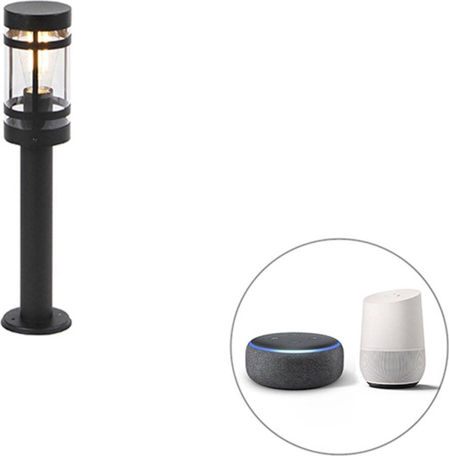 QAZQA gleam Moderne Dimbare LED Smart Staande Buitenlamp Staande Lamp voor buiten incl. wifi met Dimmer 1 lichts H 50 cm Zwart Buitenverlichting