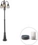QAZQA 106217 guardado Landelijke LED Smart Staande Buitenlamp Staande Lamp voor buiten incl. wifi 3 lichts Ø 55 cm Zwart Buitenverlichting - Thumbnail 1