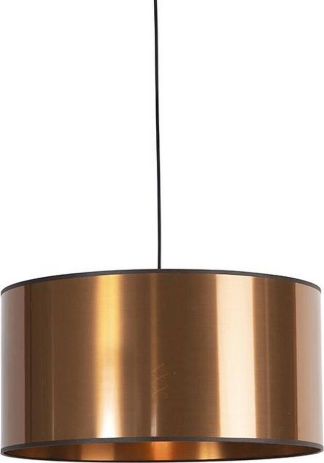 QAZQA Design hanglamp zwart met koperen kap 50 cm Pendel