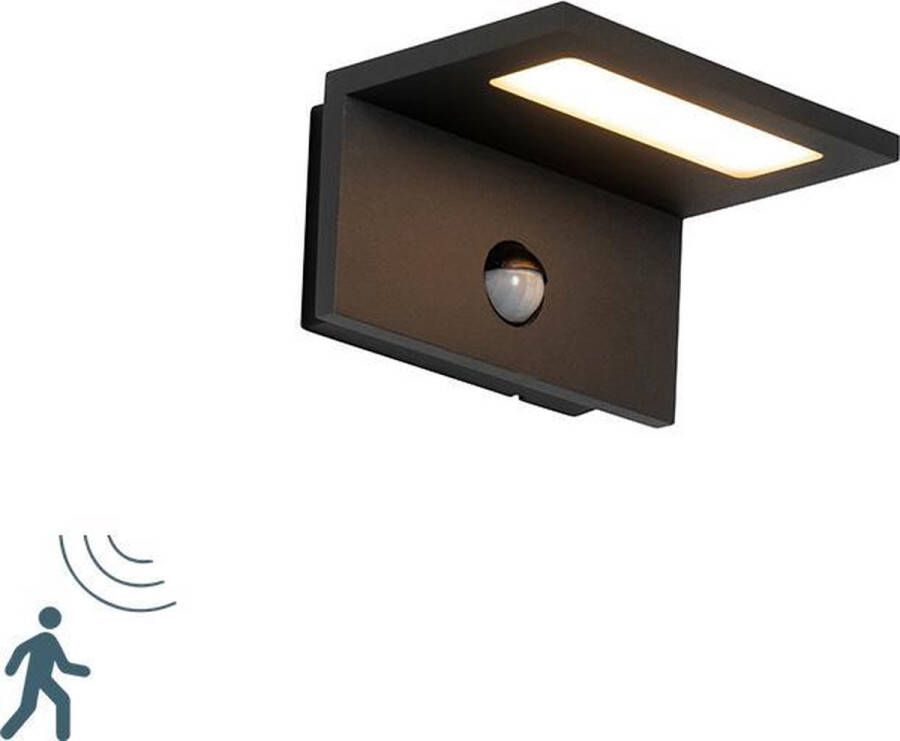 QAZQA Buitenwandlamp Antraciet Incl. Led Ip54 Bewegingssensor Harvey