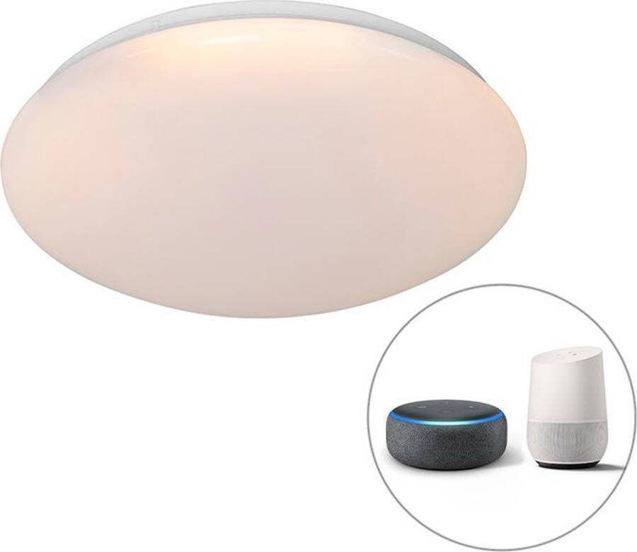 QAZQA iene Moderne LED Plafondlamp 1 lichts Ø 38 cm Wit Woonkamer Slaapkamer Keuken