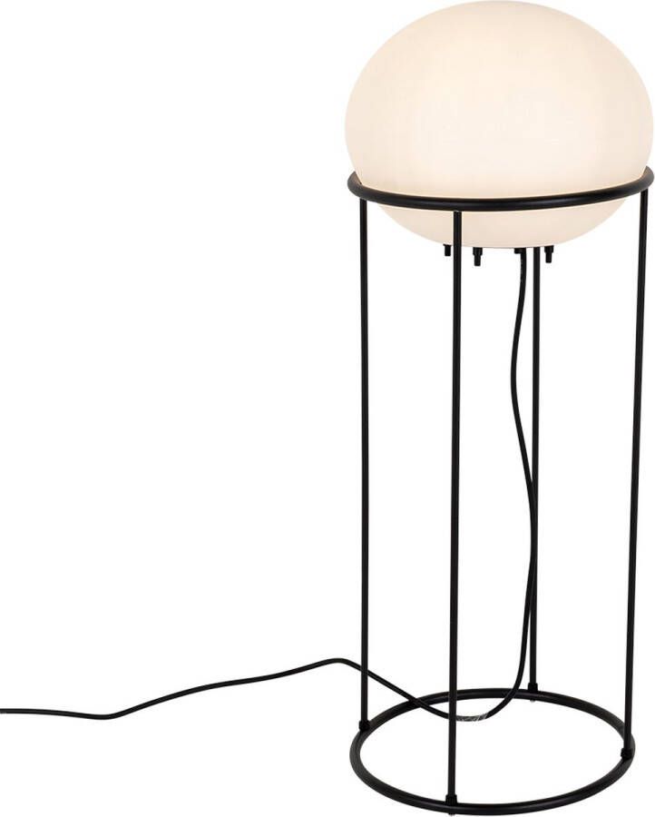 QAZQA jannie Design Vloerlamp Staande Lamp 1 lichts H 76 cm Zwart Buitenverlichting
