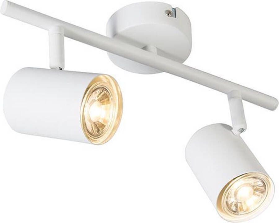 QAZQA jeana Moderne Dimbare LED Plafondspot Spotje Opbouwspot met Dimmer 2 lichts L 30.5 cm Wit Woonkamer Slaapkamer Keuken