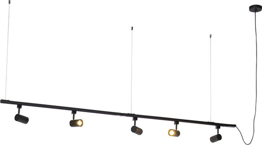 QAZQA jeana Moderne Hanglamp 5 lichts L 193 cm Zwart Woonkamer Slaapkamer Keuken