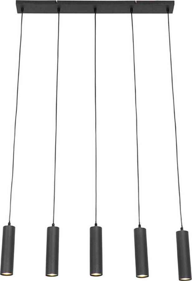 QAZQA jeana Moderne Hanglamp eettafel 5 lichts L 800 mm Zwart Woonkamer Slaapkamer Keuken
