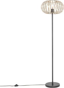 QAZQA johanna Design Vloerlamp Staande Lamp 1 lichts H 1450 mm Goud messing Woonkamer Slaapkamer