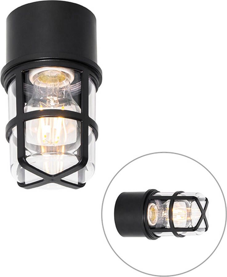 QAZQA kiki Moderne Plafondlamp voor buiten 1 lichts Ø 92 mm Zwart Buitenverlichting