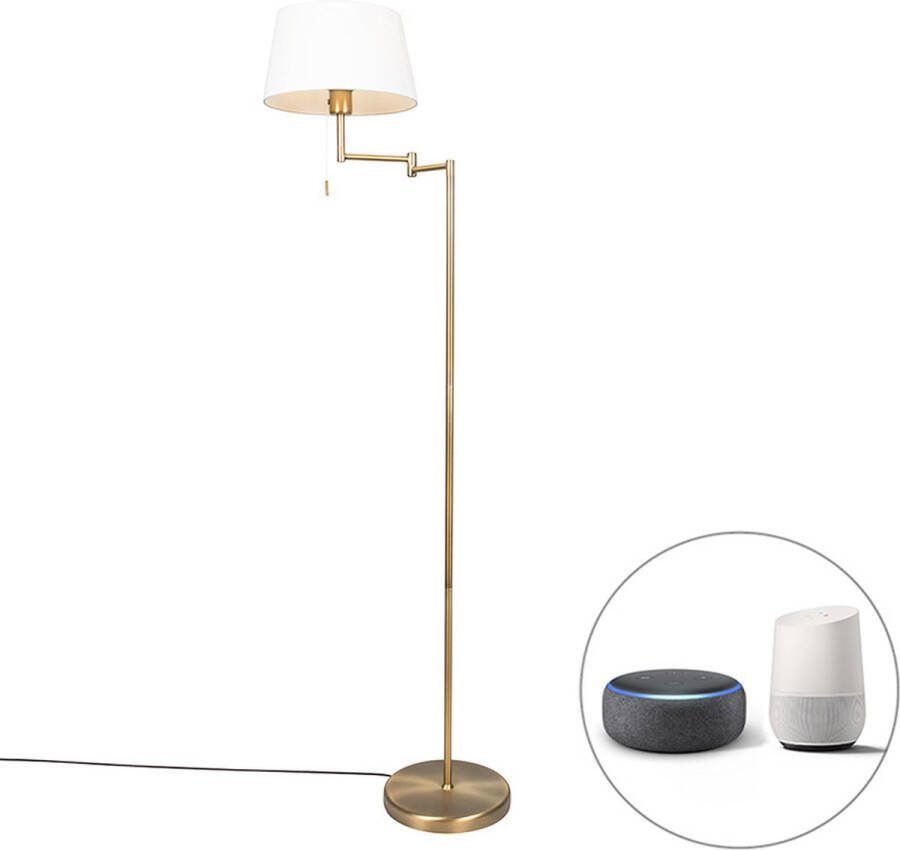 QAZQA ladas Landelijke LED Smart Vloerlamp Staande Lamp incl. wifi 1 lichts H 153.5 cm Brons Woonkamer Slaapkamer