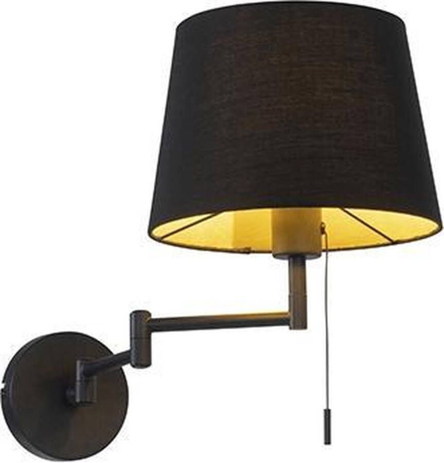 QAZQA ladas Moderne Wandlamp met zwenkarm voor binnen 1 lichts L 25 cm Zwart Woonkamer Slaapkamer Keuken