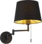 QAZQA ladas Moderne Wandlamp met zwenkarm voor binnen 1 lichts L 25 cm Zwart Woonkamer Slaapkamer Keuken - Thumbnail 1