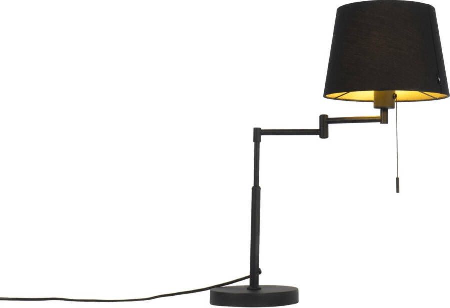 QAZQA ladas Moderne Tafellamp met zwenkarm 1 lichts H 59.6 cm Zwart Woonkamer Slaapkamer