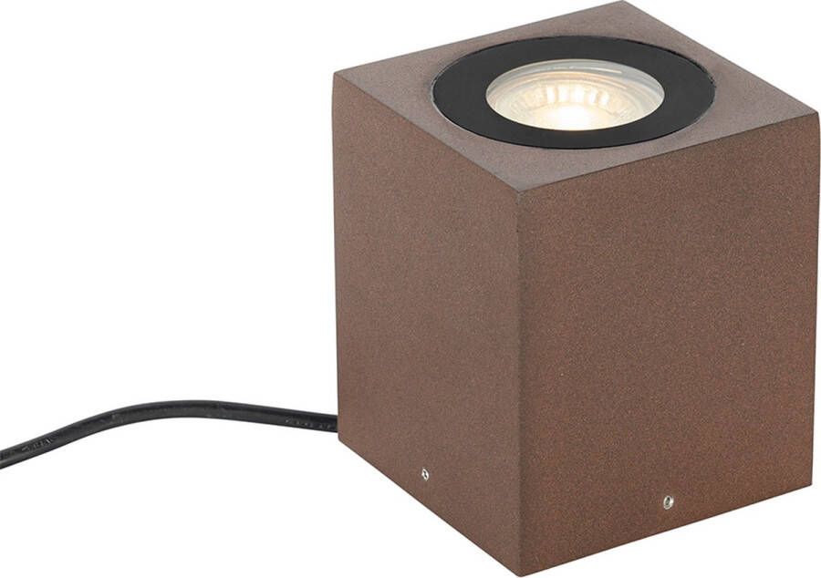 QAZQA lennard Industriele Grondspot 1 lichts H 11.8 cm Roestbruin Industrieel Buitenverlichting