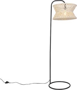 QAZQA leonard Oosterse Vloerlamp Staande Lamp 1 lichts H 140 cm Naturel Woonkamer Slaapkamer