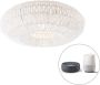 QAZQA lina Retro Dimbare LED Smart Plafondlamp incl. wifi met Dimmer 1 lichts Ø 50 cm Wit Woonkamer Slaapkamer Keuken - Thumbnail 2