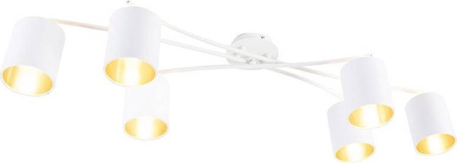 QAZQA lofty Moderne Hanglamp met kap 6 lichts L 1010 mm Wit Woonkamer Slaapkamer Keuken