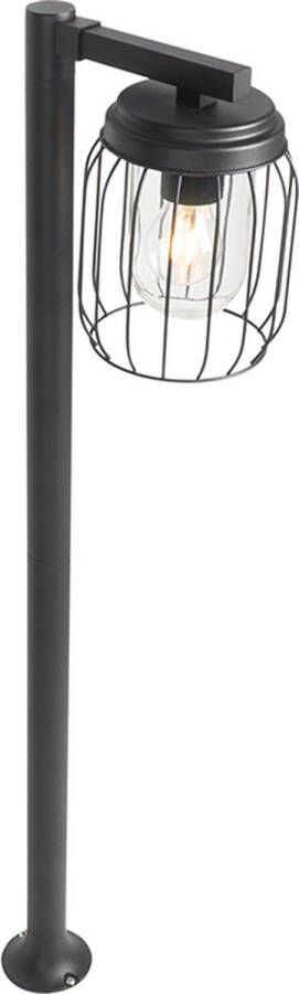 QAZQA luc Moderne Staande Buitenlamp | Staande Lamp voor buiten 1 lichts H 100 cm Zwart Buitenverlichting