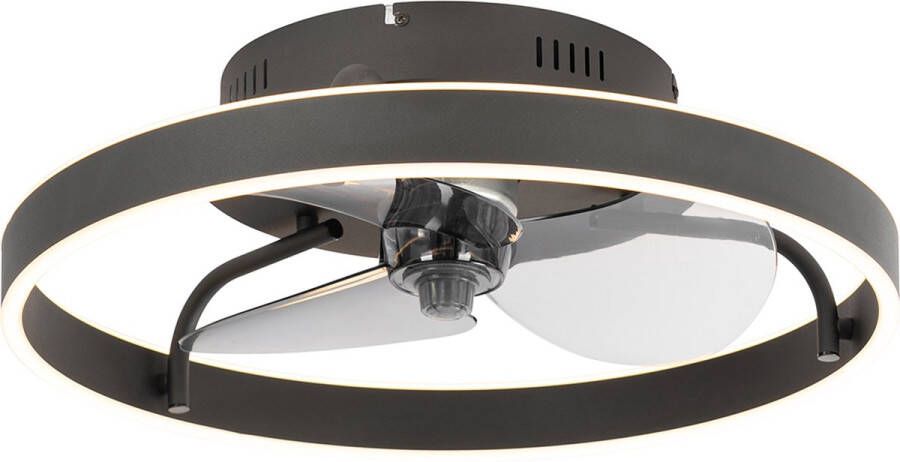 QAZQA maddy LED Plafondventilator met Verlichting Lamp en Afstandsbediening 1 lichts Ø 50 cm Zwart Woonkamer Slaapkamer Keuken