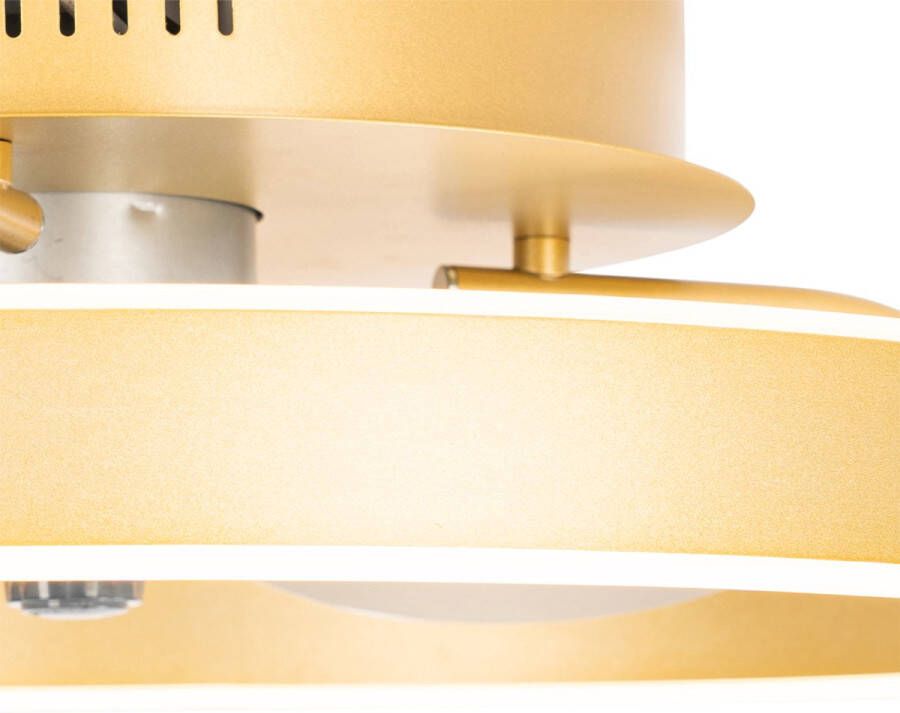 QAZQA maddy Moderne LED Dimbare Plafondventilator met lamp met Dimmer 1 lichts Ø 50 cm Goud messing Woonkamer Slaapkamer Keuken