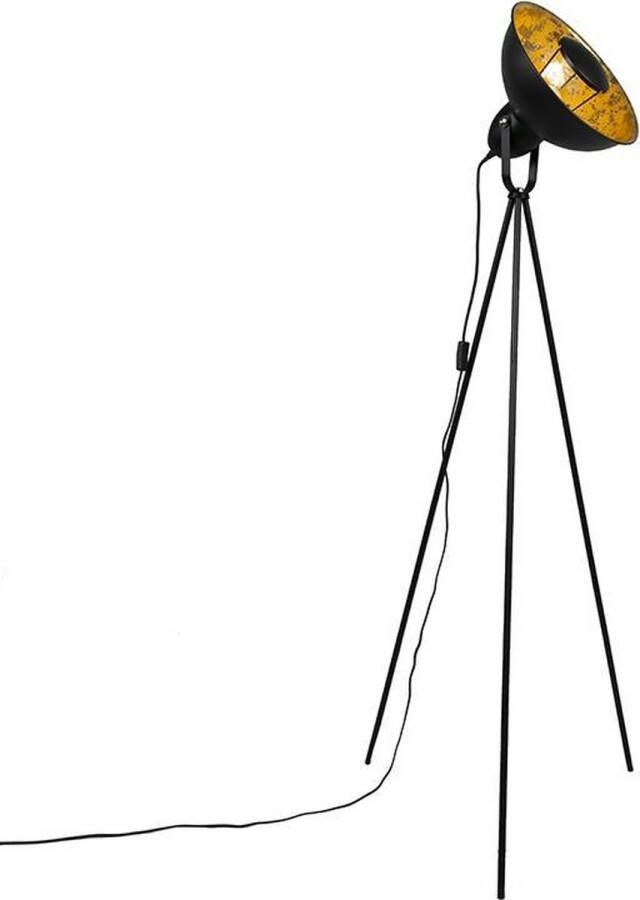 QAZQA magna yeyang Moderne Tripod driepoot vloerlamp Staande Lamp 1 lichts H 1600 mm Zwart Goud Woonkamer Slaapkamer